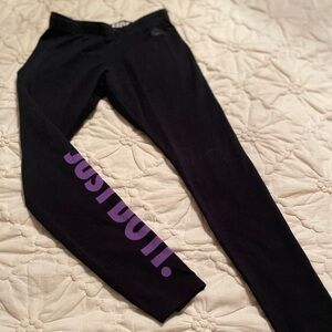 Nike Black Leggings with Purple Print